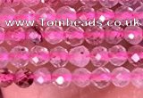 CTG1406 15.5 inches 2mm faceted round strawberry quartz beads