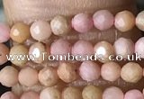 CTG1432 15.5 inches 2mm faceted round pink wooden fossil jasper beads