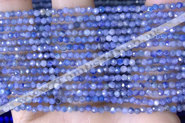 CTG1443 15.5 inches 2mm faceted round blue kyanite beads