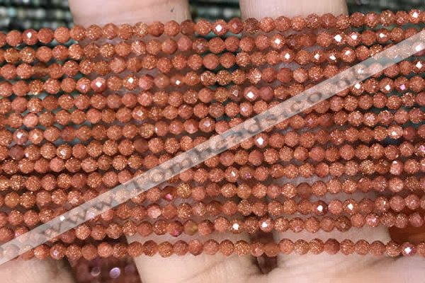 CTG1451 15.5 inches 2mm faceted round goldstone beads wholesale