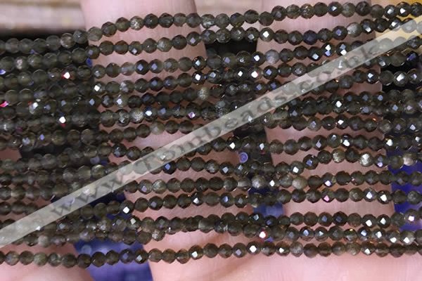 CTG1461 15.5 inches 2mm faceted round golden obsidian beads