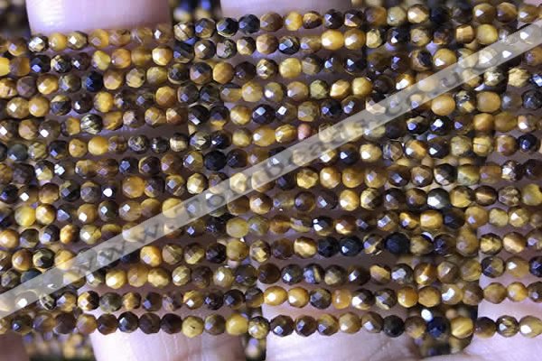 CTG1465 15.5 inches 2mm faceted round yellow tiger eye beads