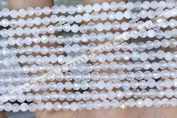 CTG1482 15.5 inches 3mm faceted round white moonstone beads