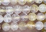 CTG1489 15.5 inches 3mm faceted round golden rutilated quartz beads