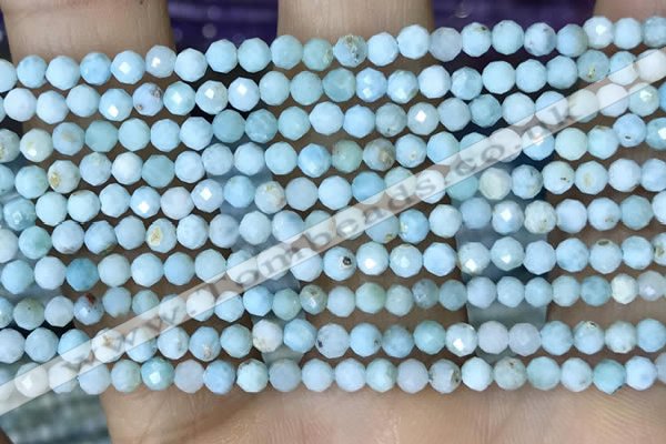 CTG1496 15.5 inches 3mm faceted round larimar gemstone beads