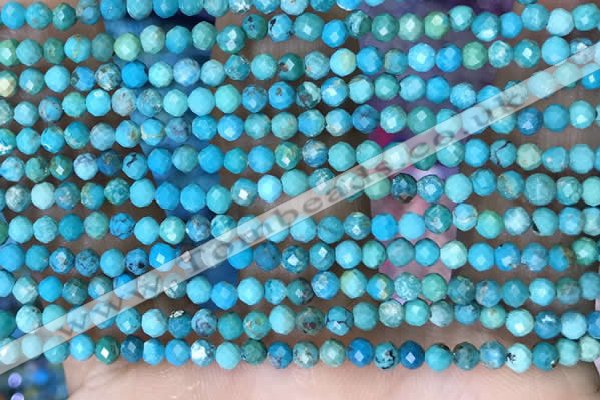 CTG1498 15.5 inches 3mm faceted round turquoise beads wholesale