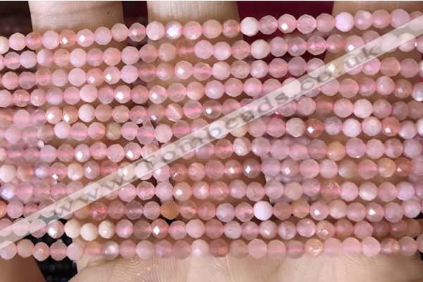 CTG1501 15.5 inches 3mm faceted round strawberry quartz beads