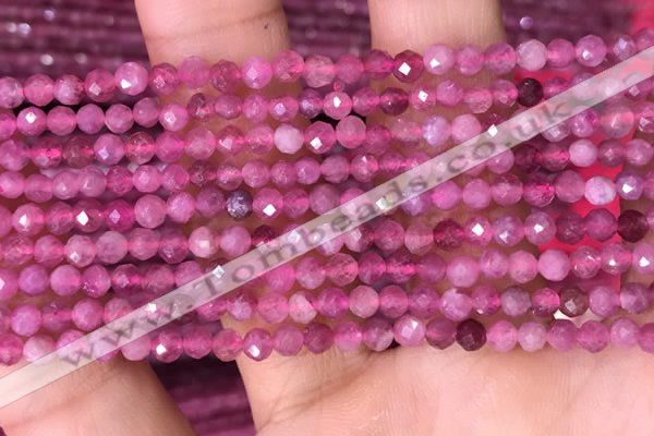 CTG1510 15.5 inches 3mm faceted round pink tourmaline beads