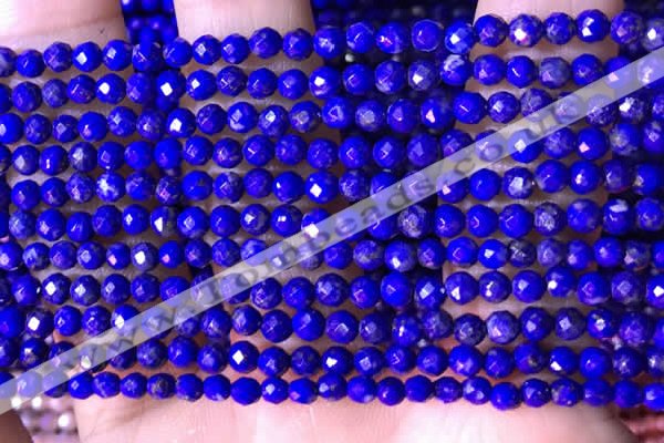 CTG1520 15.5 inches 3mm faceted round lapis lazuli beads