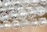 CTG1530 15.5 inches 4mm faceted round white crystal beads wholesale