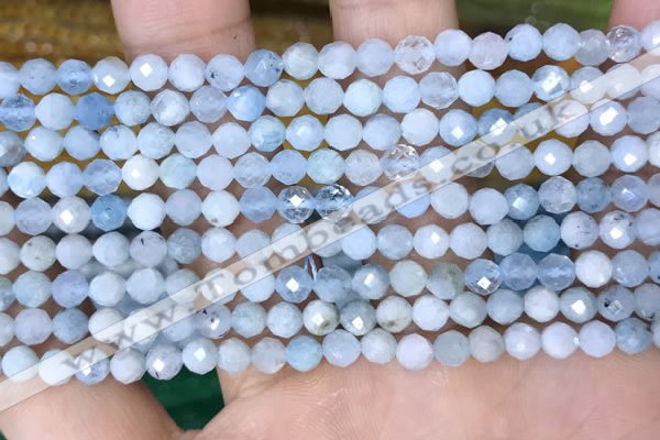 CTG1536 15.5 inches 4mm faceted round aquamarine beads wholesale