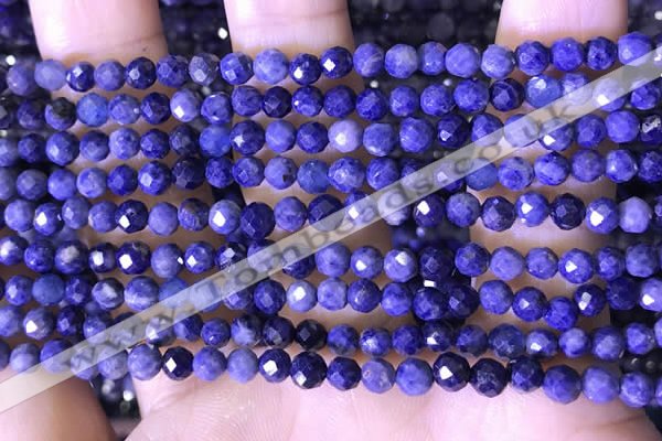 CTG1556 15.5 inches 4mm faceted round sapphire gemstone beads