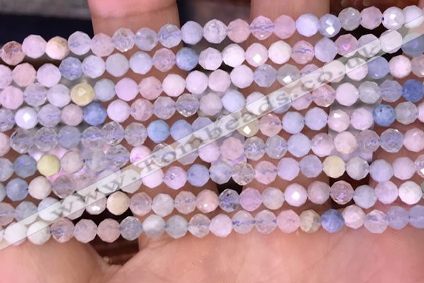 CTG1606 15.5 inches 4mm faceted round tiny morganite beads
