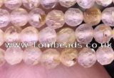 CTG1630 15.5 inches 3mm faceted round tiny golden rutilated quartz beads