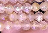 CTG1631 15.5 inches 4mm faceted round tiny golden rutilated quartz beads