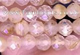 CTG1631 15.5 inches 4mm faceted round tiny golden rutilated quartz beads