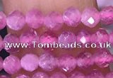 CTG1640 15.5 inches 3mm faceted round tiny pink tourmaline beads