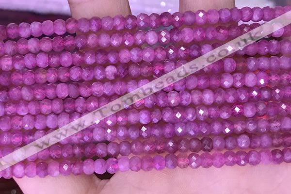 CTG1642 15.5 inches 3*4mm faceted rondelle tiny pink tourmaline beads