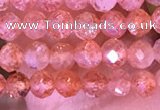 CTG1647 15.5 inches 3mm faceted round tiny strawberry quartz beads