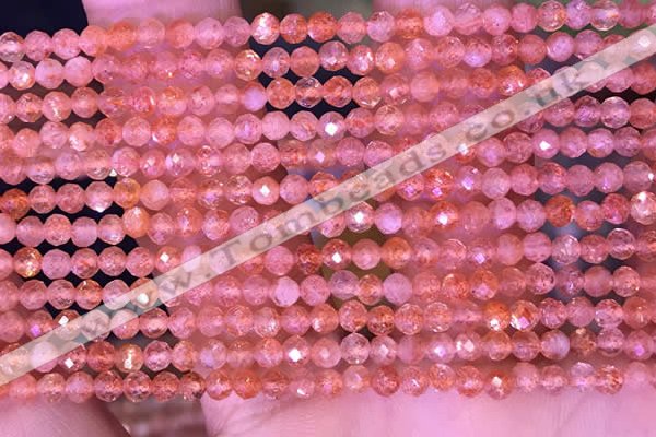 CTG1647 15.5 inches 3mm faceted round tiny strawberry quartz beads