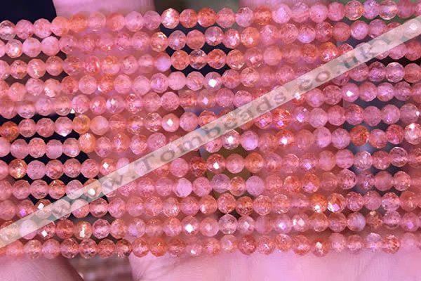 CTG1647 15.5 inches 3mm faceted round tiny strawberry quartz beads