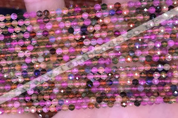 CTG1658 15.5 inches 2.5mm faceted round tiny tourmaline beads