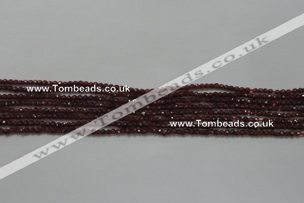 CTG201 15.5 inches 2.5mm faceted round tiny red garnet beads