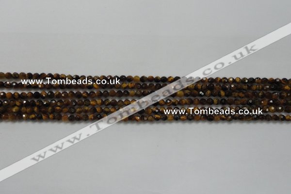 CTG207 15.5 inches 3mm faceted round tiny yellow tiger eye beads