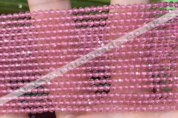 CTG2113 15 inches 2mm faceted round tiny quartz glass beads