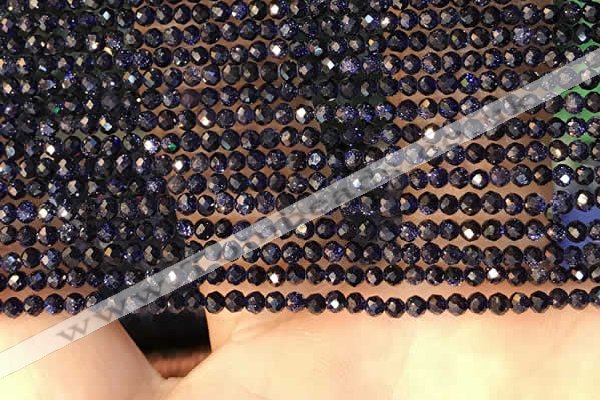 CTG2135 15 inches 2mm,3mm faceted round blue goldstone beads