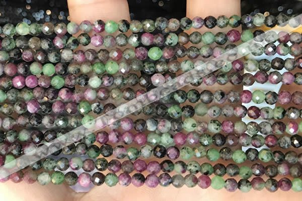 CTG2183 15 inches 2mm,3mm faceted round ruby zoisite beads