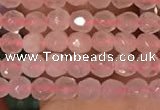 CTG2202 15 inches 2mm,3mm & 4mm faceted round rose quartz beads