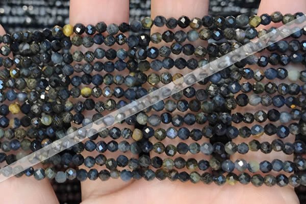 CTG2211 15 inches 2mm,3mm faceted round blue tiger eye beads