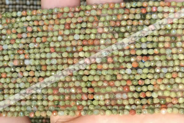 CTG2214 15 inches 2mm,3mm faceted round unakite gemstone beads