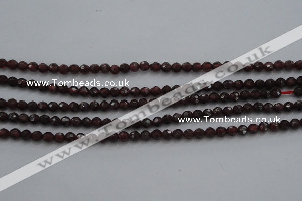 CTG222 15.5 inches 3mm faceted round tiny red garnet beads