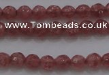 CTG223 15.5 inches 3mm faceted round tiny strawberry quartz beads