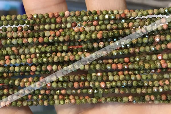 CTG2252 15 inches 2mm faceted round unakite gemstone beads