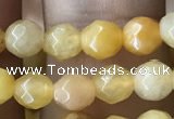 CTG2517 15.5 inches 4mm faceted round yellow jade beads