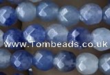 CTG2522 15.5 inches 4mm faceted round blue aventurine beads