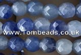 CTG2522 15.5 inches 4mm faceted round blue aventurine beads