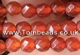 CTG2531 15.5 inches 4mm faceted round red agate beads wholesale