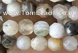 CTG2537 15.5 inches 4mm faceted round bamboo leaf agate beads