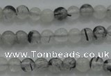 CTG254 15.5 inches 3mm round tiny black rutilated quartz beads