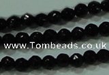 CTG29 15.5 inches 2mm faceted round black agate beads wholesale