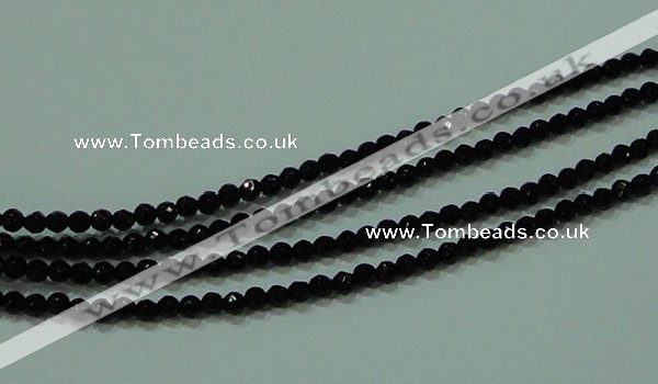 CTG29 15.5 inches 2mm faceted round black agate beads wholesale