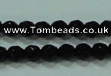 CTG30 15.5 inches 3mm faceted round black agate beads wholesale