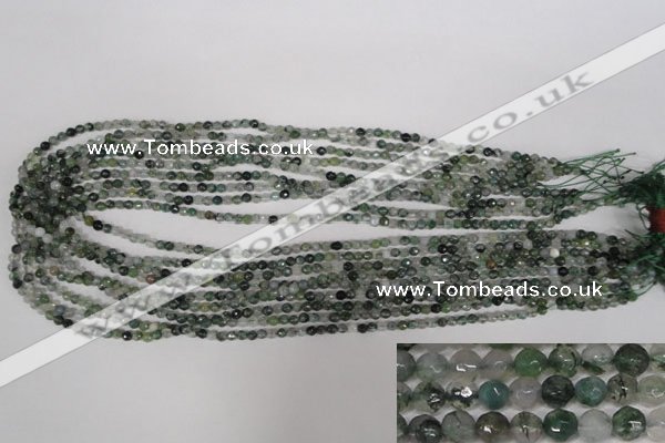 CTG301 15.5 inches 3mm faceted round ting moss agate beads