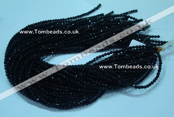 CTG31 15.5 inches 4mm faceted round black agate beads wholesale