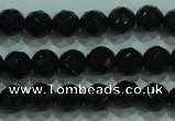 CTG32 15.5 inches 6mm faceted round black agate beads wholesale