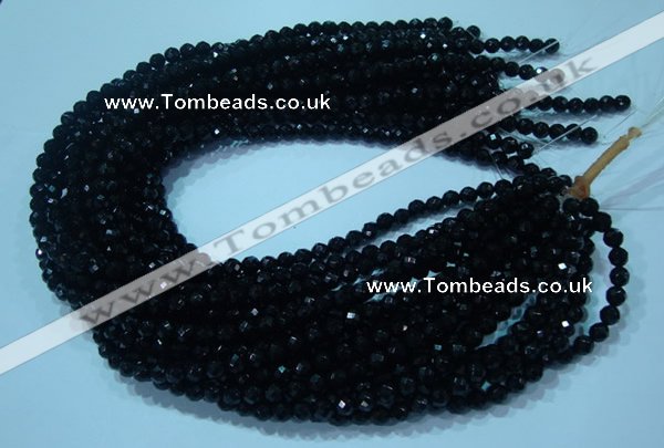 CTG32 15.5 inches 6mm faceted round black agate beads wholesale